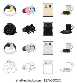 Isolated object of dreams and night sign. Set of dreams and bedroom stock symbol for web.