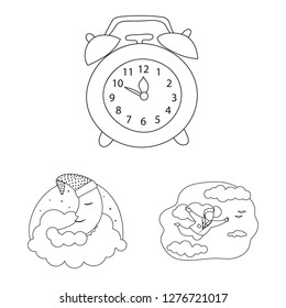 Isolated object of dreams and night sign. Set of dreams and bedroom stock vector illustration.