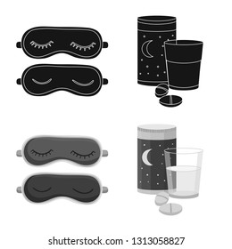 Isolated object of dreams and night sign. Collection of dreams and bedroom stock vector illustration.