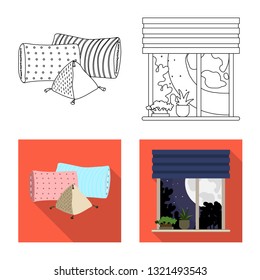 Isolated object of dreams and night sign. Set of dreams and bedroom stock symbol for web.