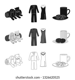 Isolated object of dreams and night sign. Set of dreams and bedroom stock vector illustration.