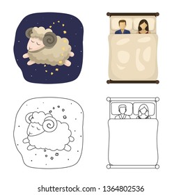 Isolated object of dreams and night sign. Collection of dreams and bedroom stock symbol for web.