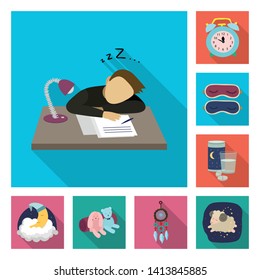 Isolated object of dreams and night sign. Set of dreams and bedroom stock vector illustration.