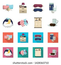 Isolated object of dreams and night sign. Set of dreams and bedroom stock vector illustration.
