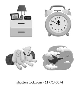 Isolated object of dreams and night symbol. Set of dreams and bedroom stock symbol for web.
