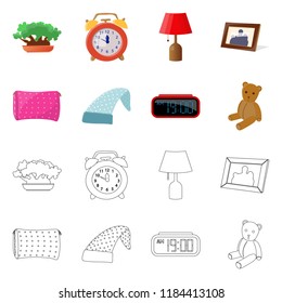 Isolated object of dreams and night symbol. Set of dreams and bedroom stock vector illustration.