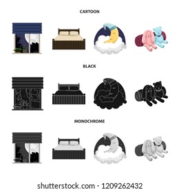 Isolated object of dreams and night symbol. Collection of dreams and bedroom stock vector illustration.