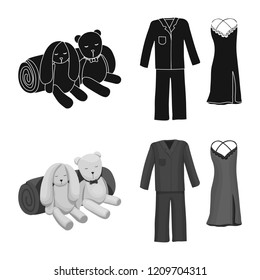 Isolated object of dreams and night symbol. Set of dreams and bedroom stock vector illustration.