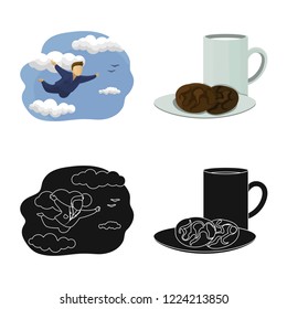 Isolated object of dreams and night symbol. Collection of dreams and bedroom stock symbol for web.