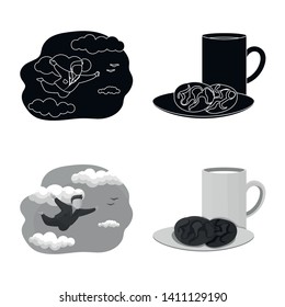 Isolated object of dreams and night symbol. Set of dreams and bedroom stock symbol for web.