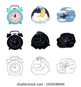 Isolated object of dreams and night symbol. Collection of dreams and bedroom stock symbol for web.