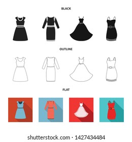 Isolated object of dress and clothes logo. Collection of dress and evening stock symbol for web.