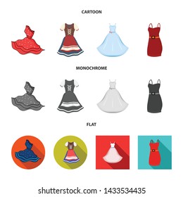Isolated object of dress and clothes logo. Set of dress and evening stock symbol for web.