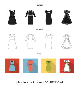 Isolated object of dress and clothes logo. Set of dress and evening stock vector illustration.