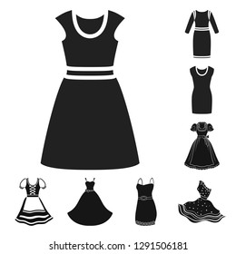 Isolated object of dress and clothes sign. Collection of dress and evening stock symbol for web.