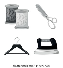 Isolated object of dressmaking and textile icon. Set of dressmaking and handcraft vector icon for stock.
