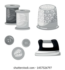 Isolated object of dressmaking and textile logo. Collection of dressmaking and handcraft stock symbol for web.