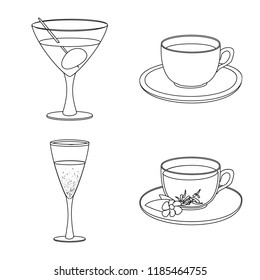 Isolated object of drink and bar icon. Collection of drink and party stock vector illustration.