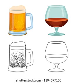 Isolated object of drink and bar icon. Collection of drink and party stock vector illustration.