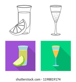 Isolated object of drink and bar icon. Collection of drink and party stock vector illustration.