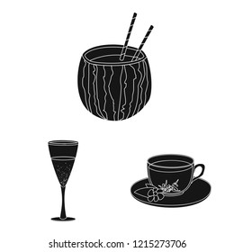 Isolated object of drink and bar icon. Collection of drink and party stock vector illustration.