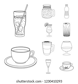 Isolated object of drink and bar icon. Collection of drink and party vector icon for stock.