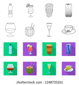 Isolated object of drink and bar icon. Collection of drink and party vector icon for stock.