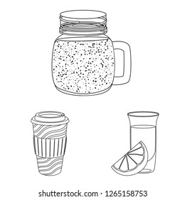 Isolated object of drink and bar icon. Collection of drink and party vector icon for stock.