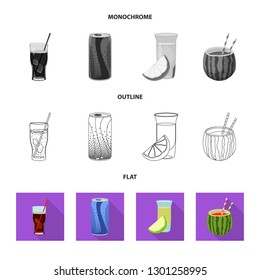 Isolated object of drink and bar icon. Set of drink and party stock vector illustration.