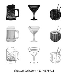 Isolated object of drink and bar icon. Collection of drink and party stock symbol for web.