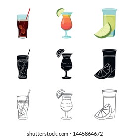Isolated object of drink and bar icon. Set of drink and party vector icon for stock.