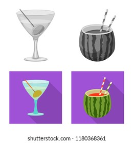 Isolated object of drink and bar logo. Collection of drink and party vector icon for stock.