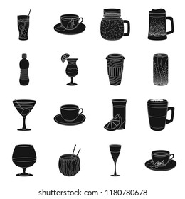 Isolated object of drink and bar logo. Collection of drink and party stock vector illustration.