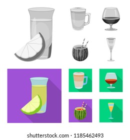 Isolated object of drink and bar logo. Set of drink and party vector icon for stock.