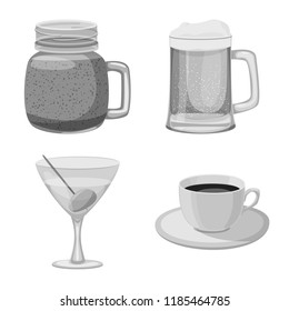 Isolated object of drink and bar logo. Set of drink and party vector icon for stock.