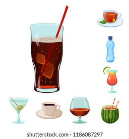 Isolated object of drink and bar logo. Collection of drink and party stock symbol for web.