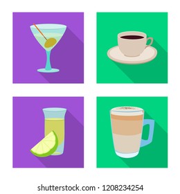Isolated object of drink and bar logo. Collection of drink and party vector icon for stock.