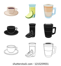 Isolated object of drink and bar logo. Collection of drink and party stock vector illustration.