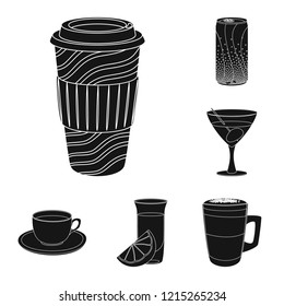 Isolated object of drink and bar logo. Collection of drink and party stock vector illustration.