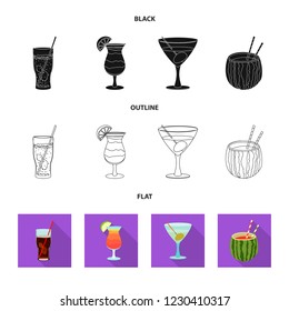 Isolated object of drink and bar logo. Collection of drink and party vector icon for stock.