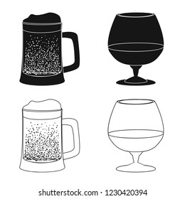 Isolated object of drink and bar logo. Set of drink and party stock symbol for web.