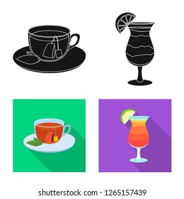 Isolated object of drink and bar logo. Set of drink and party stock vector illustration.