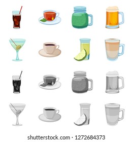 Isolated object of drink and bar logo. Set of drink and party vector icon for stock.