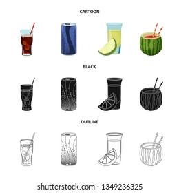 Isolated object of drink and bar logo. Collection of drink and party stock vector illustration.
