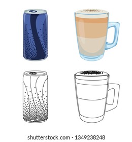 Isolated object of drink and bar logo. Set of drink and party stock symbol for web.