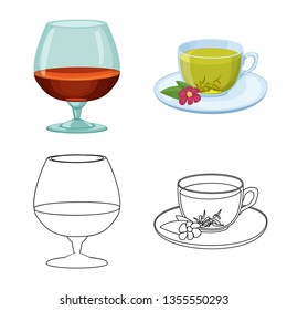 Isolated object of drink and bar logo. Set of drink and party vector icon for stock.