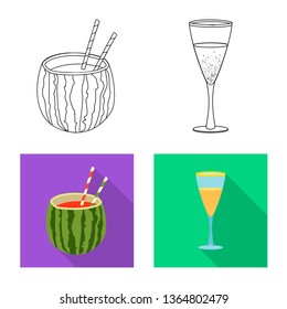 Isolated object of drink and bar logo. Collection of drink and party stock symbol for web.