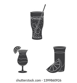 Isolated object of drink and bar logo. Set of drink and party vector icon for stock.