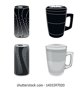 Isolated object of drink and bar logo. Collection of drink and party stock symbol for web.