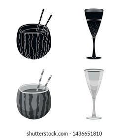 Isolated object of drink and bar logo. Collection of drink and party stock symbol for web.